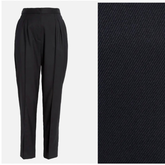Nili Lotan 6 Lia $595 Stretch Wool Dress Pants Adjustable Waist Crop Black NWT